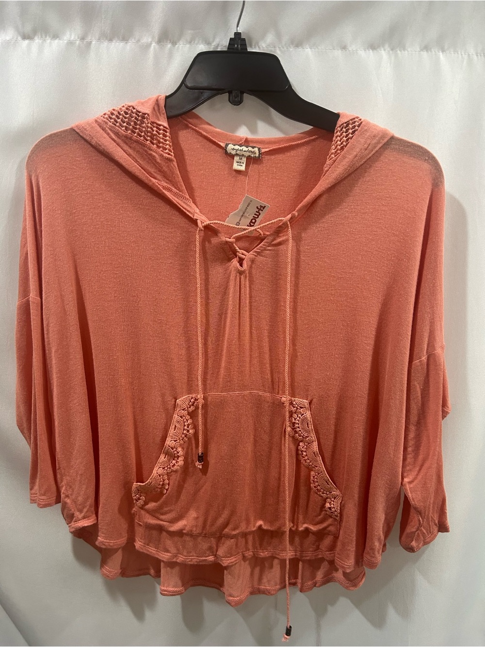 eyeshadow Coral Lace-Trim Hooded top